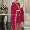Hot Pink Multi Embroidered Traditional Palazzo Suit