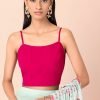 Hot Pink Smocked Strappy Crop Top