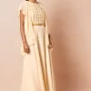 Ivory Embroidered Maxi Kurta with Attached Belted Jacket