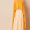 Ivory Foil Strappy Kurta with Attached Mustard Dupatta
