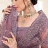 Lavender Net A Line Lehenga Wedding Wear