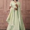 Light Green Thread Embroidered Lehenga Set With Blouse And Dupatta