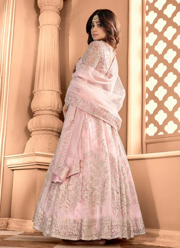 Light Pink Embroidery Wedding Anarkali Suit