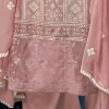 Light Pink Pearl Embroidered Palazzo Suit