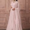 Light Pink Thread Embroidered Lehenga Set With Blouse And Dupatta