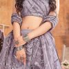 Lilac Net Embroidered N Sequins Umbrella Lehenga Party Wear