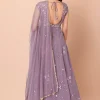 Lilac Sequin Embroidered Anarkali Suit Set With Churidar