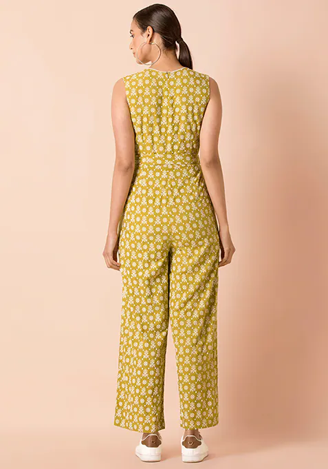 Lime Boota Belted Jumpsuit with Pockets