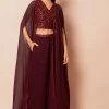 Maroon Embroidered Long Shrug