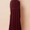 Maroon Embroidered Long Shrug