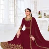 Maroon Traditional Zari Embroidered Slit Style Pant Suit