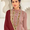 Mauve And Maroon Embroidered Gharara Style Suit