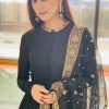 Maya Ali Black Georgette Anarkali Suit With Zari Work 1