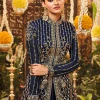 Navy Blue Embroidered Jacket Style Wedding Lehenga