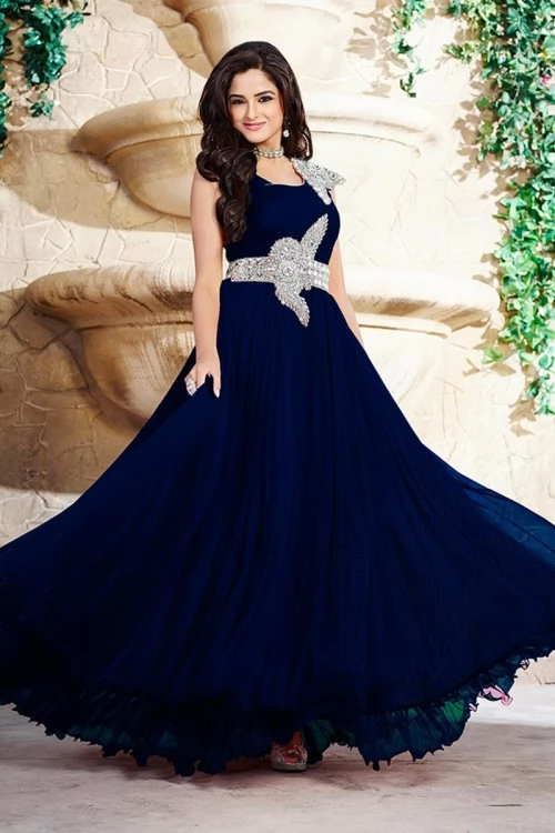 Navy Blue Georgette Gown 1