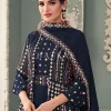 Navy Blue Golden Sequence Embroidered Jacket Style Anarkali Suit