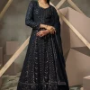 Navy Blue Lucknowi Embroidered Anarkali Gown