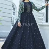 Navy Blue Sequence Embroidered Jacket Anarkali Gown