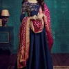 Navy Blue Taffeta Silk Anarkali Suit With Resham Work
