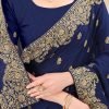 Navy Blue Vichitra Silk Zari Embroidery Saree Party Wear
