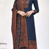 Navy Blue Viscose Silk Embroidered N Stones Palazzo suit Party Wear
