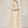 Off White Chikankari Embroidery Wedding Anarkali Gown
