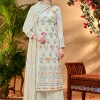 Off White Multi Floral Embroidery Palazzo Style Suit