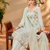 Off White Multi Floral Embroidery Palazzo Style Suit