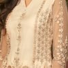 Off White Net Embroidered Palazzo Suit Party Wear