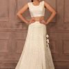 Off-White Sequin Embroidered Lehenga Set With Blouse And Dupatta