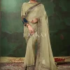Olive Green Embroidery Traditional Tissue Silk Saree
