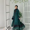 Open Green pleated Abaya