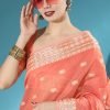 Orange Woven Cotton Saree With Blouse 1