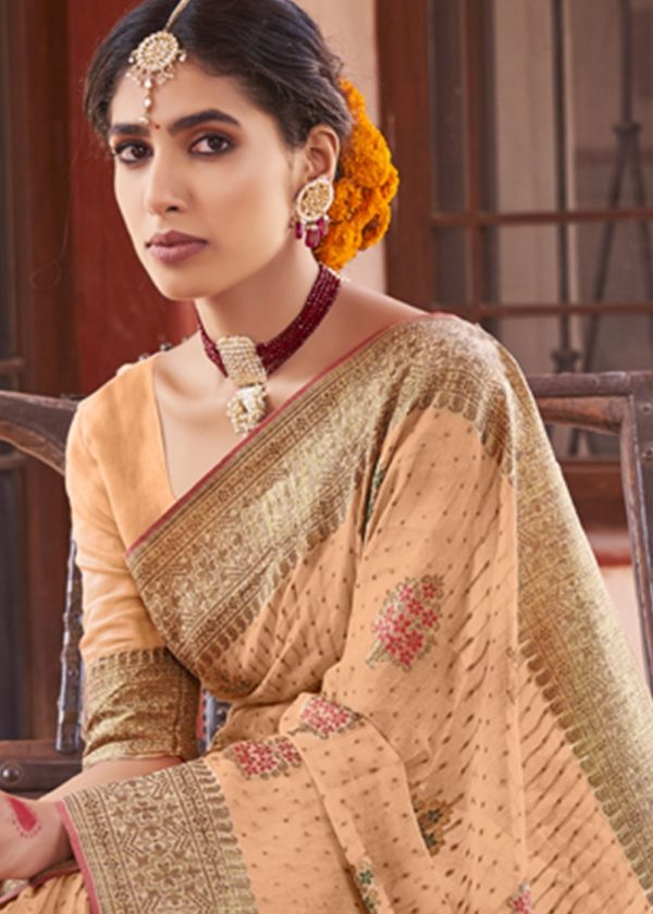 Orange Woven Cotton Silk Saree