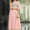 Pale Pink Multi Embroidered Traditional Anarkali Gown