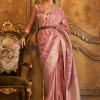 Pale Pink Zari Handloom Weaved Traditional Silk Saree