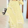 Pale Yellow Georgette Sequins Embroidered Trouser Suit 1