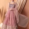 Pastel Pink Jacquard Lehenga Set With Embroidered Blouse And Dupatta