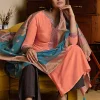 Peach And Blue Embroidered Pant Style Suit