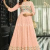 Peach Multi Embroidered Traditional Anarkali Gown