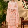 Peach Multi Floral Embroidery Palazzo Style Suit