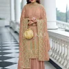 Peach Traditional Multi Embroidered Palazzo Suit