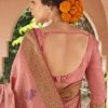 Peach Woven Pallu Saree In Cotton Silk 1