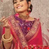 Pink And Purple Embroidery Traditional Silk Saree