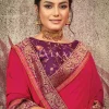 Pink And Purple Embroidery Traditional Silk Saree