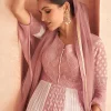 Pink And White Sequence Embroidery Georgette Anarkali Gown