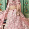 Pink Net A Line Lehenga Wedding Wear