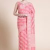Pink Traditional Woven Saree In Cotton