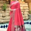 Pink Woven Border Saree & Blouse 1