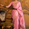 Pink Zari Handloom Weaved Traditional Silk Saree